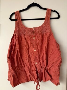 Rudy Jude Crochet-Yoke Tank Top - Rust